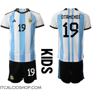 Argentina Nicolas Otamendi #19 Prima Maglia Bambino Mondiali 2022 Manica Corta (+ Pantaloni corti)